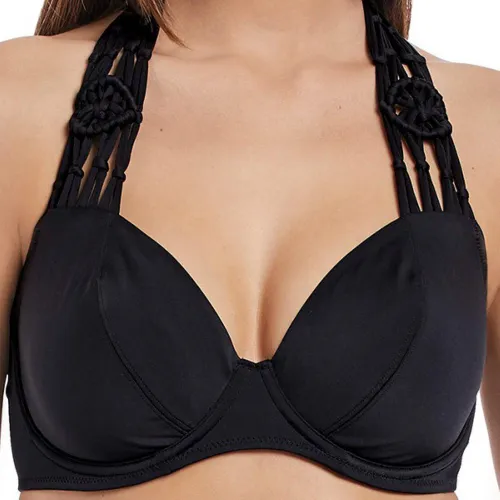 Haut de maillot de bain tour de cou à armatures Noir MACRAME - Freya maillot - Modalova