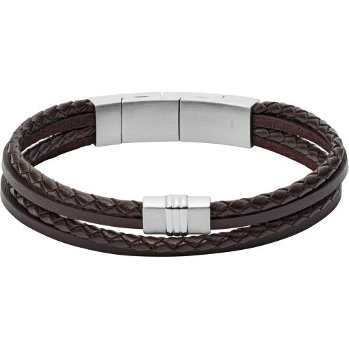 Bracelet JF02934040 - Bracelet Cuir Marron - Fossil Bijoux - Modalova