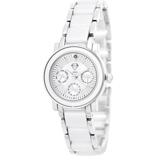 Montre Lila acier blanche ornée d'un véritable diamant noir - So Charm Montres - Modalova