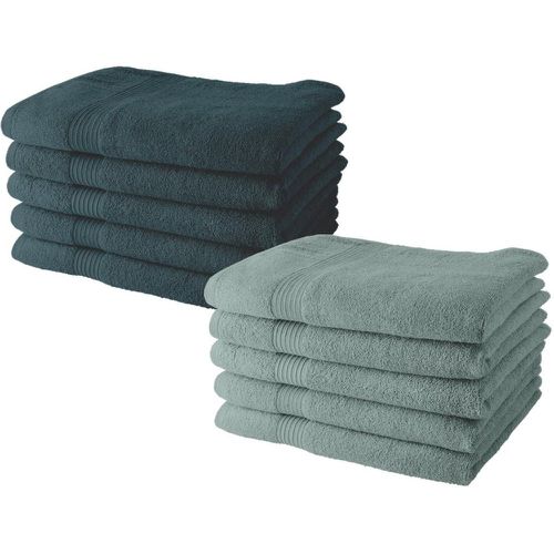 Lot de 10 serviettes de Toilette 50x90 cm 100% Coton - 5 paon + 5 celadon - Today - Modalova