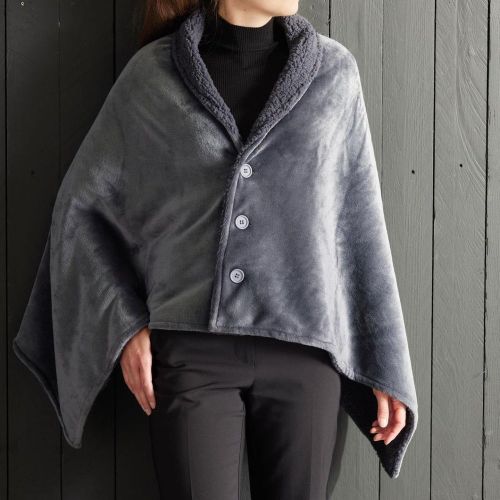Plaid Poncho cocoon en Polyester 75 x 150 BIEN AU CHAUD Fusain - Today - Modalova