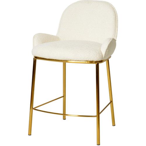 Chaise de bar Contemporain en tissu bouclette Écru et métal doré brossé - 3S. x Home - Modalova