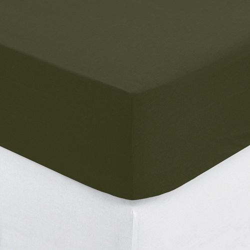 Drap-housse coton vert kaki 200x160 - 3S. x Home - Modalova