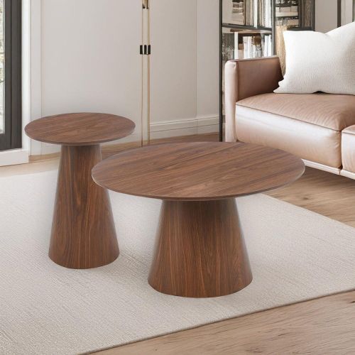 Ensemble de 2 tables basses rondes Callie Bois noisette - 3S. x Home - Modalova