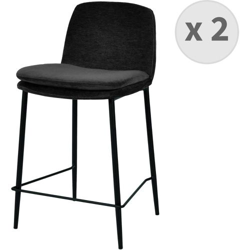 Lot de 2 chaises de bar Contemporain tissu chenillé et métal mat - 3S. x Home - Modalova
