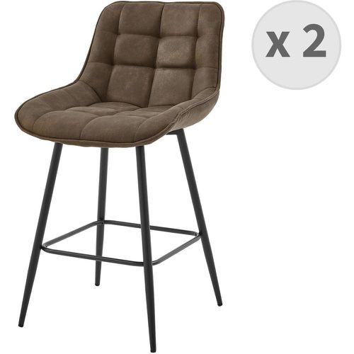 Lot de 2 fauteuils de bar vintage en microfibre et métal noir - 3S. x Home - Modalova