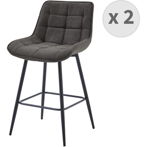 Lot de 2 fauteuils de bar en tissu souris et métal noir - 3S. x Home - Modalova