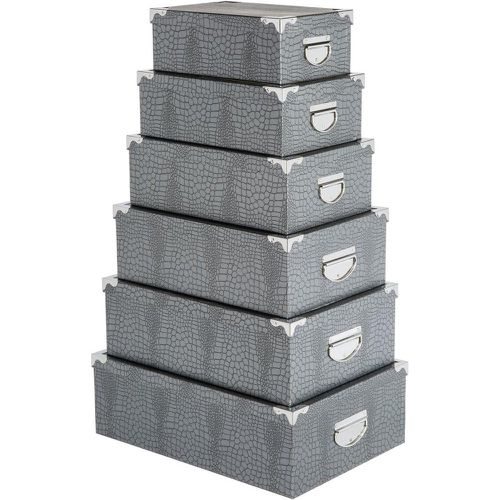 Lot de 6 boîtes crocos gris foncé - 3S. x Home - Modalova