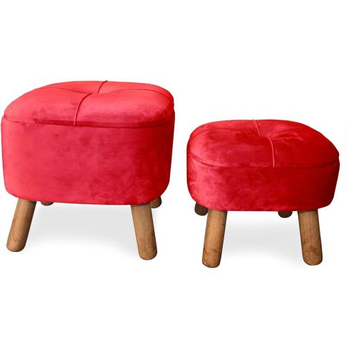 Set de 2 pouf Bibop Velours Rouge - 3S. x Home - Modalova