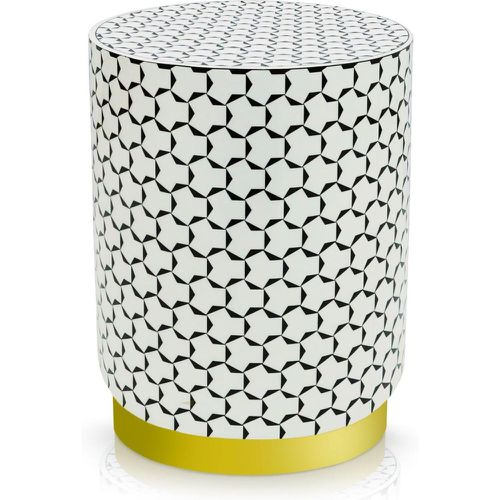 Pouf cylindrique Combino Motif géométrique et pied - 3S. x Home - Modalova