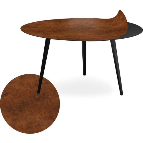 Table basse magnétique ronde Bipolart Métal avec 1 Top Effet simili de vachette - 3S. x Home - Modalova