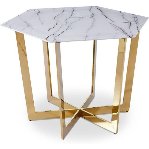 Table hexagonale 120cm Zadig Verre Effet marbre et pied Métal Or - 3S. x Home - Modalova