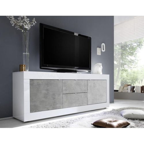 Meuble TV 2 portes et 2 tiroirs BASIC et décor beton - 3S. x Home - Modalova