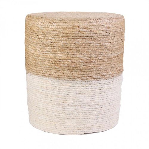 Pouf Blanc et bois ANTONIO - 3S. x Home - Modalova