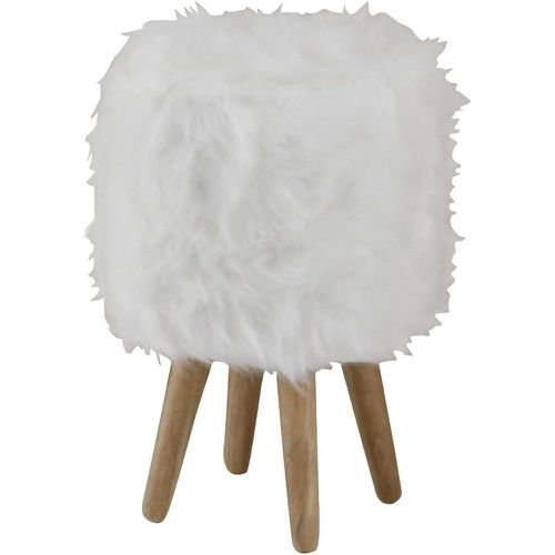 Pouf fausse fourrure blanche - 3S. x Home - Modalova