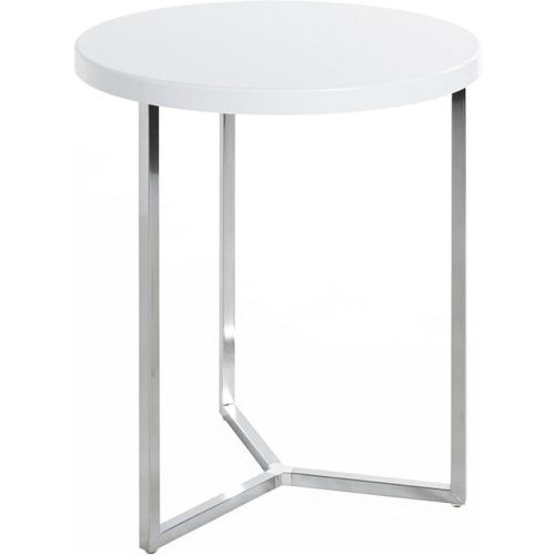 Table d'appoint ronde avec structure en tube d'acier chromé et plateau en MDF décor brillant - 3S. x Home - Modalova