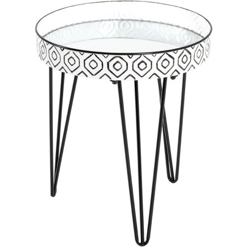 Table d'appoint avec structure en tube d'acier et plateau en Métal laqué - et verre miroir - 3S. x Home - Modalova
