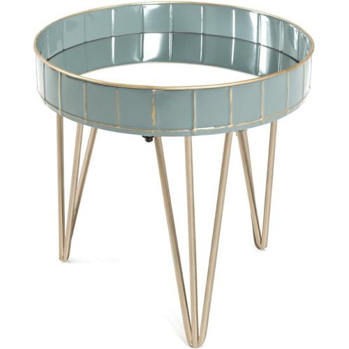 Table d'appoint structure en tube d'acier couleur bronze et plateau en métal laqué - avec verre miroir - 3S. x Home - Modalova
