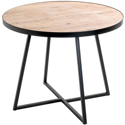 Table d'appoint en métal laqué plateau décor chêne - 3S. x Home - Modalova