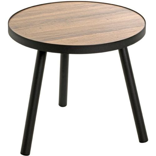 Table d'appoint ronde petit modèle en métal laqué et plateau décor chêne - 3S. x Home - Modalova