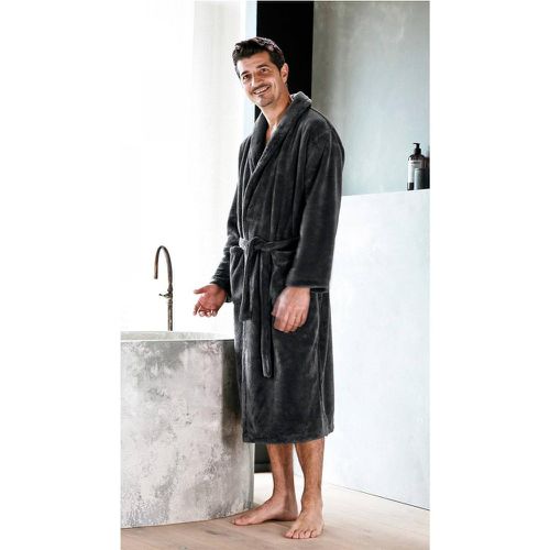 Peignoir bain col châle microfibre ATHENA anthracite - Blanc des Vosges - Modalova