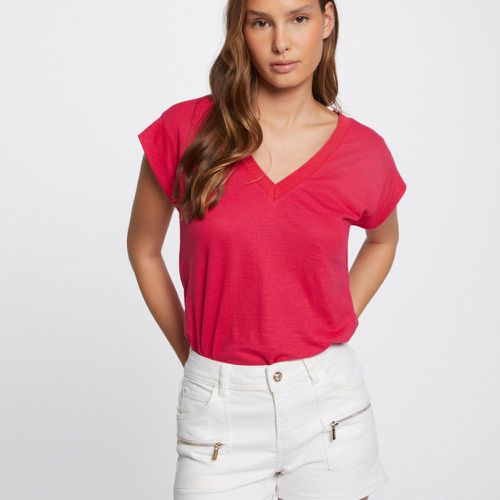 T-shirt en lin framboise - Morgan - Modalova