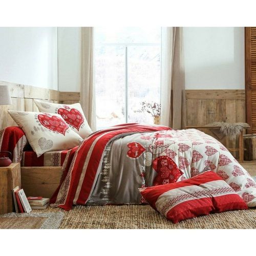 Drap-housse flanelle motifs coeurs - Becquet - Modalova