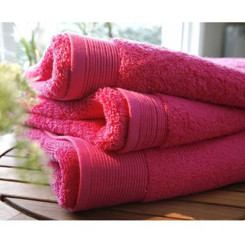 Drap de bain micro-coton 600 gr/m² uni Fuchsia - Blanc des Vosges - Modalova