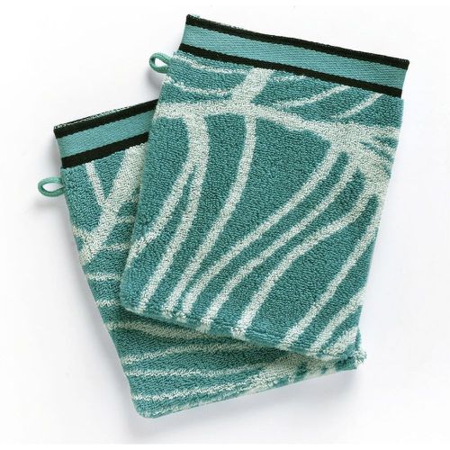 Gant de toilette Coton Eponge motifs feuilles EUCALYPTUS aqua - Becquet - Modalova