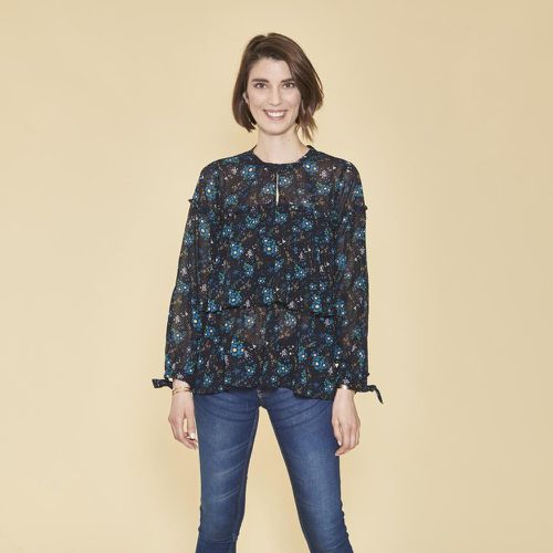 Blouse imprimée à volants manches longues à nouer - Imprimé Indigo - 3 SUISSES - Modalova