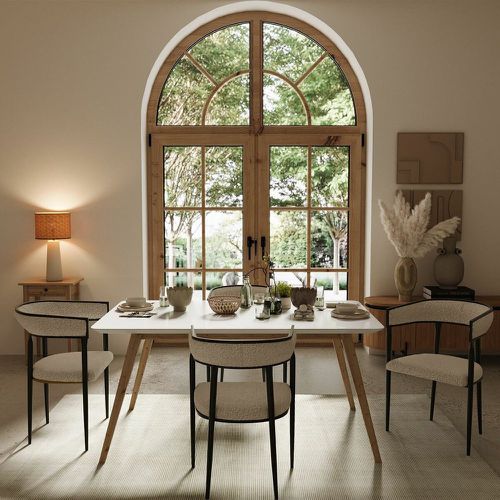 Chaise de salle à manger design en tissu bouclette Aurore crème - POTIRON PARIS - Modalova