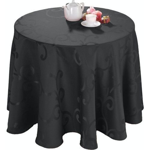 Nappe ronde 170 cm tissu damassé enduit MADIGAN encre - Calitex - Modalova