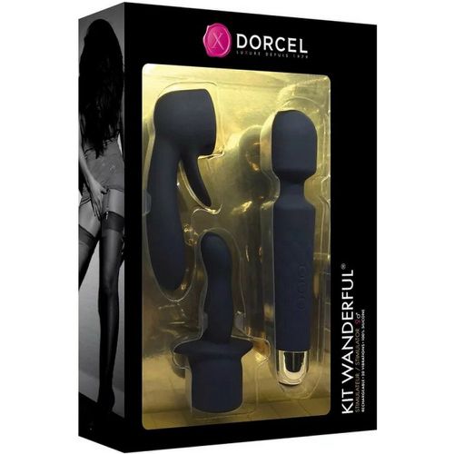 Stimulateur/wand avec embouts interchangeables KIT WANDERFUL - Noir - Dorcel - Modalova