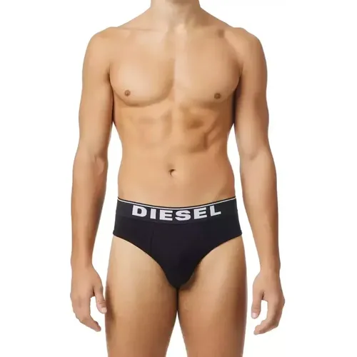 Pack de 3 slips ceinture élastique noir/blanc/gris en coton - Diesel Underwear - Modalova