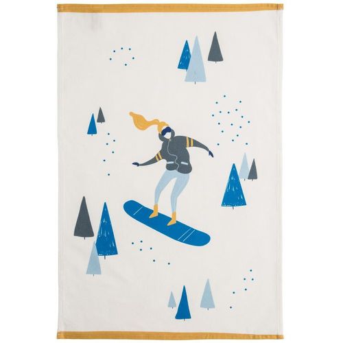 Torchon en coton imprimé, Snowboardeuse - Coucke - Modalova