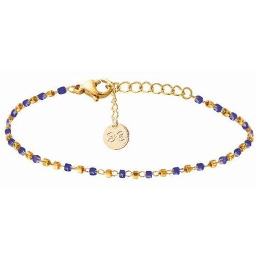 Bracelet Naturelle Acier 1 Rang Et Perles Miyuki Bleues Marines - Clyda Bijoux - Modalova