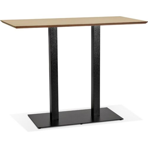 Table haute design 'ZUMBA BAR' en bois finition naturelle avec pied en métal noir - ALTEREGO - Modalova