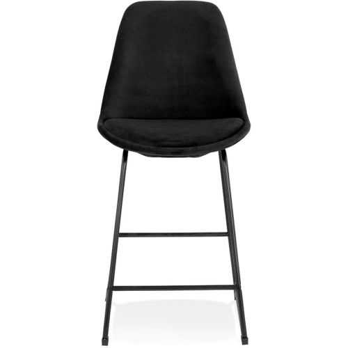 Tabouret snack mi-hauteur 'BULLY MINI' en velours et pieds en métal - ALTEREGO - Modalova