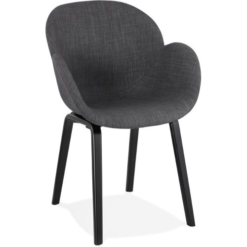 Chaise design avec accoudoirs 'SAMY' en tissu et pieds en bois noir - ALTEREGO - Modalova