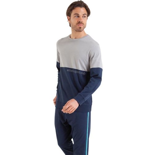 Pyjama long col rond Club en coton - Athena - Modalova