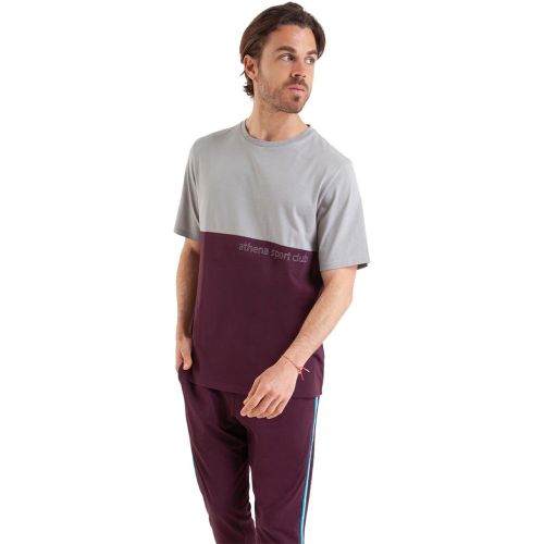 Pyjama long manches courtes col rond Club en coton - Athena - Modalova