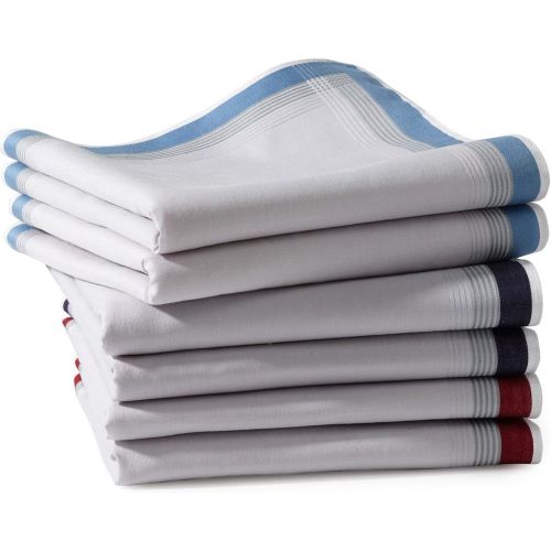Lot de 6 mouchoirs tissu en coton EDOUARD7 jumel bande encadrée - Becquet - Modalova