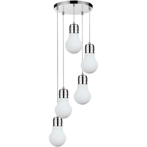 Ampoule pendante 5xE27 Max.60W Chrome/Transparent/Blanc - Britop Lighting - Modalova