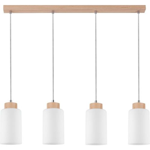 Bosco Lampe Suspendue Bois de Bouleau Verre Blanc Câble PVC - Britop Lighting - Modalova