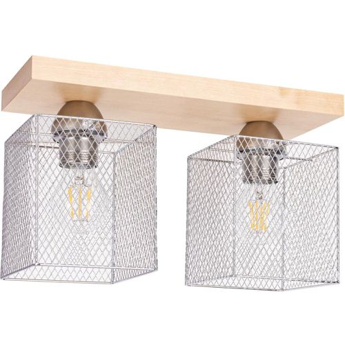 Plafonnier Norman Wood Bois de Bouleau Métal Chromé - Britop Lighting - Modalova