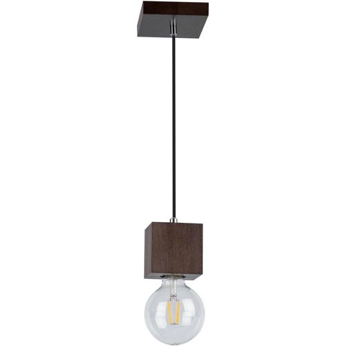 Trongo Square Lampe Suspendue Bois de Hêtre couleur Noyer Câble en Tissu - Britop Lighting - Modalova