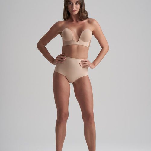 Soutien-gorge bandeau adhésif dos nu et décolleté plongeant chair - Bye Bra - Modalova