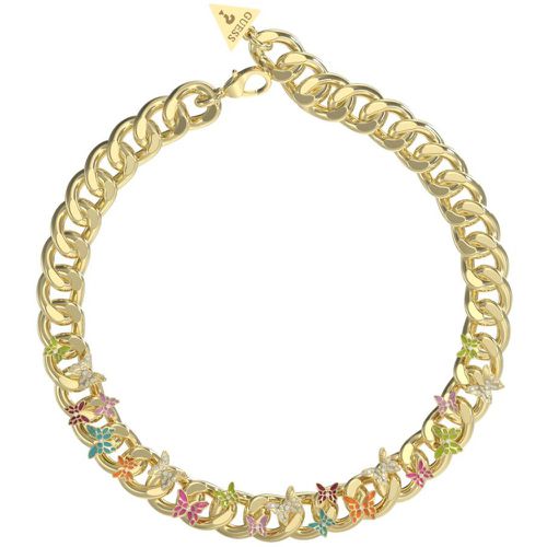 Collier Chrysalis Acier Maxi Chaîne Et Papillons Multicolores 43 cm - Guess Bijoux - Modalova