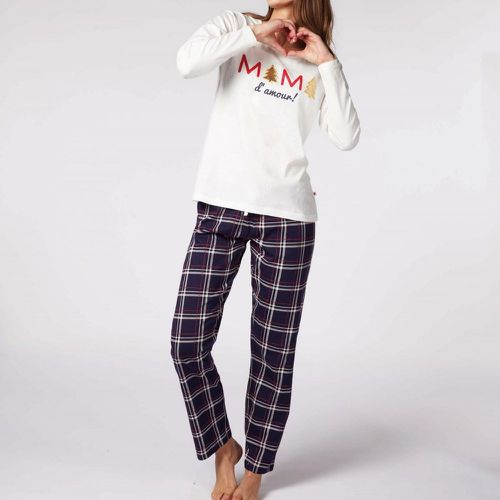 Pyjama Manches Longues en Coton - avec des imprimés/Bleu Marine à Carreaux - Dodo Homewear - Modalova