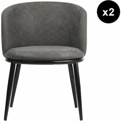 Lot de 2 chaises de sejour en tissu et pieds en metal noir STOCKHOLM - 3S. x Home - Modalova